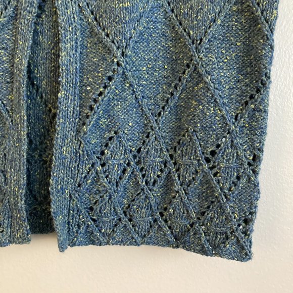Unbranded Blue Single Button Cardigan Crochet Short Sleeve Cotton Blend Size M - Picture 3 of 5